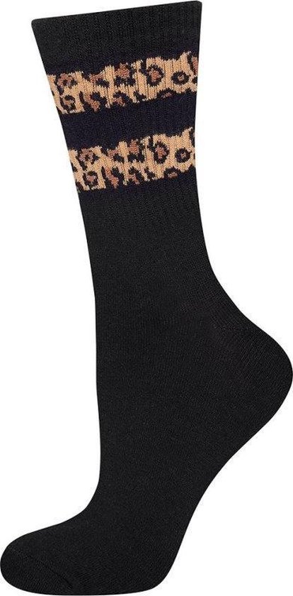 SOXO damessokken - zwarte en witte sokken met luipaard/ panter strepen -  2-pack | bol.com