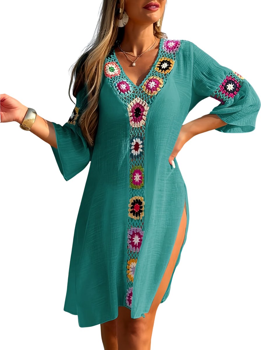 Currero Zomerjurk Dames Zomerjurken Volwassenen Vrouwen Midi Jurk Ibiza Stijl Sundress Dress Malachietgroen XL