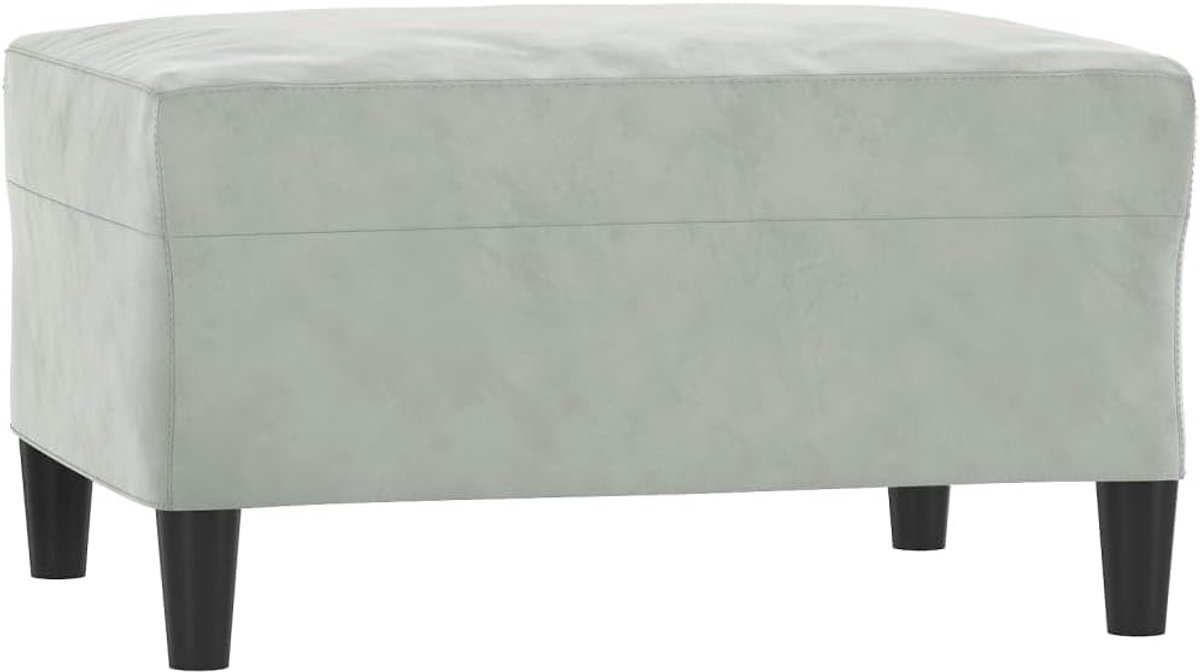 Voetensteun Kruk - Poef Hocker - Voeten Rusten - Zacht Fluweel - 70 x 55 x 41 cm - Lichtgrijs