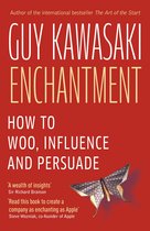 Boekomslag van Enchantment 'How to Woo, Influence and Persuade' door Guy Kawasaki. Rode omslag met tekst en een gouden vlinder.
