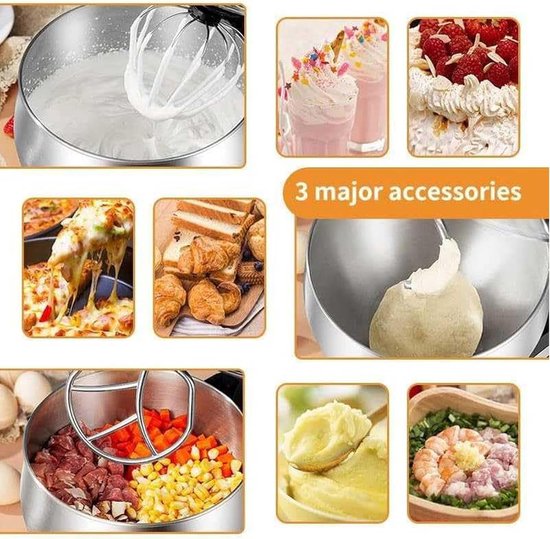 Keukenmixer - Deegmenger - Bakken en koken - 6L RVS kom - 1500W - Zwart — afbeelding 5