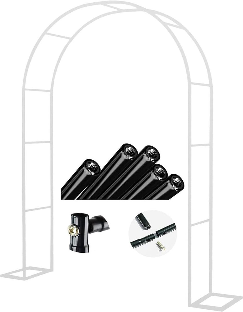 Metalen Rozenboog - Tuinprieel Klimplanten - Tuin Decoratie - Gegavaniseerd Staal - 220 cm Hoog - Zwart