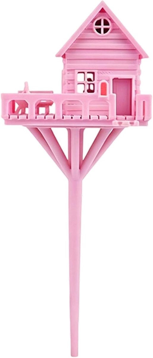 Miniatuur Huisje Ornament - Tiny House Decoratie - Sprookjes Tuinieren - 3D-Geprint Ontwerp - 18 cm Hoog - Roze