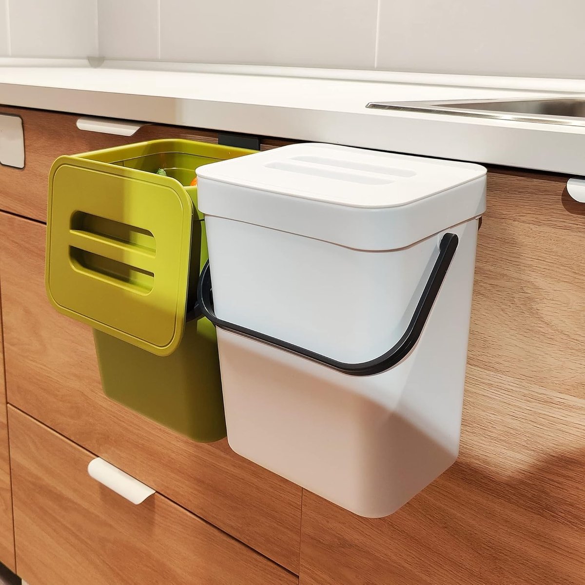 Keuken Compostbak - Afvalbak GFT - Afval Scheiden - Geurvrij Ontwerp - 5 Liter - Wit