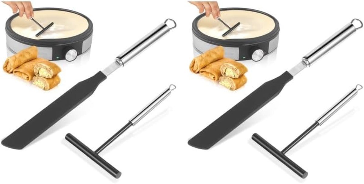 Pannenkoeken Spreader - Beslag Schraper - Pannenkoeken Bakken - T-Vorm Ontwerp - 32.5 cm Lengte - Zwart