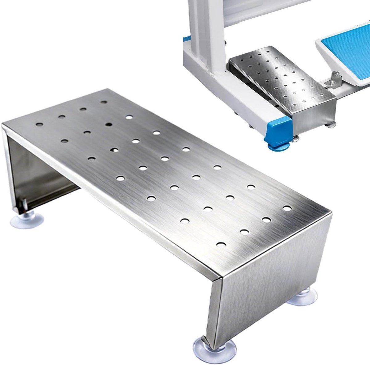 Naaimachine Voetenbankje - Voetverhoger - Ergonomisch Zitten - Hoogte Verstelbaar - 27.9 cm Lengte - Zilverkleurig