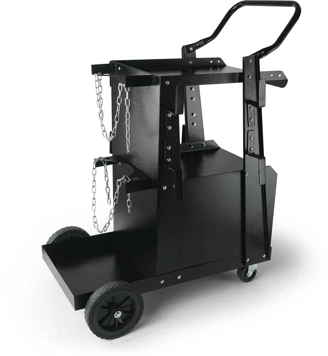 Bruinsma INEX Laskar - Laswagen - Lastrolley - Laswagen Met 360 ° Zwenkwielen - Laswagen 2 Laags - Tankopbergkast Voor ARC Plasmasnijmachine - 71Lx48Bx75H CM - Zwart