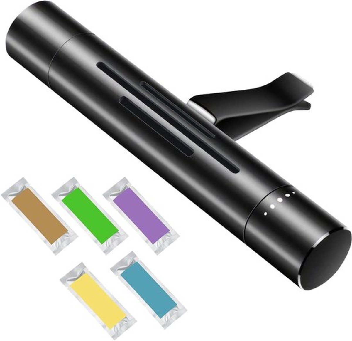 Allecto Plus - Auto luchtverfrisser ventilatieclip met 5 massieve geurstokjes