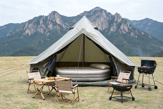 HAUSS SPOLE Tent - 400 x 400 x 250 cm - Waterdicht En Scheurvast Polyester - Donkergroen - Voor 4-8 Personen En Vier Seizoenen van hauss-spole — afbeelding 3