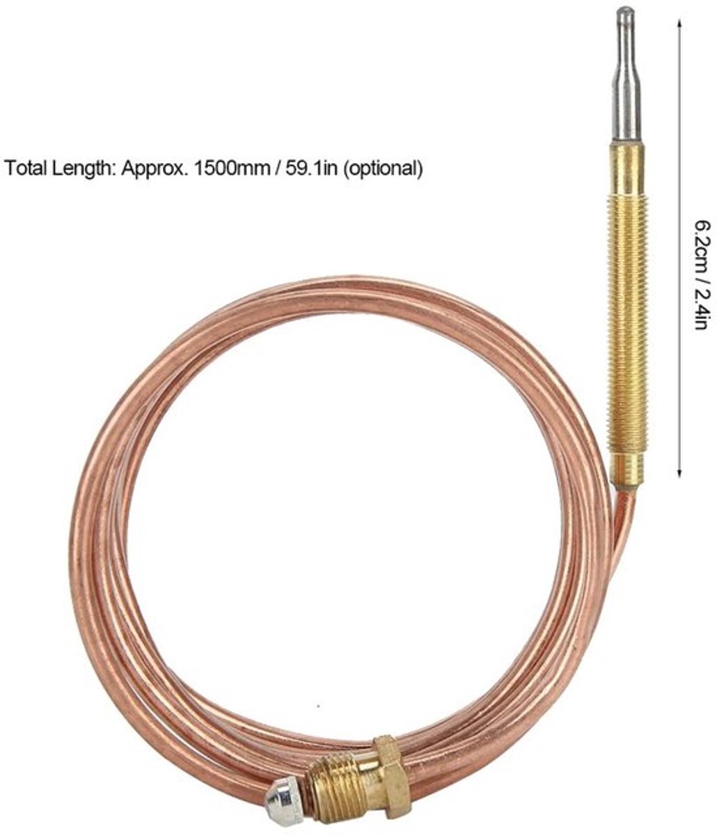 Allecto - Gasfornuis Thermokoppel Kit - Temperatuurgevoelige Sonde - 1500mm
