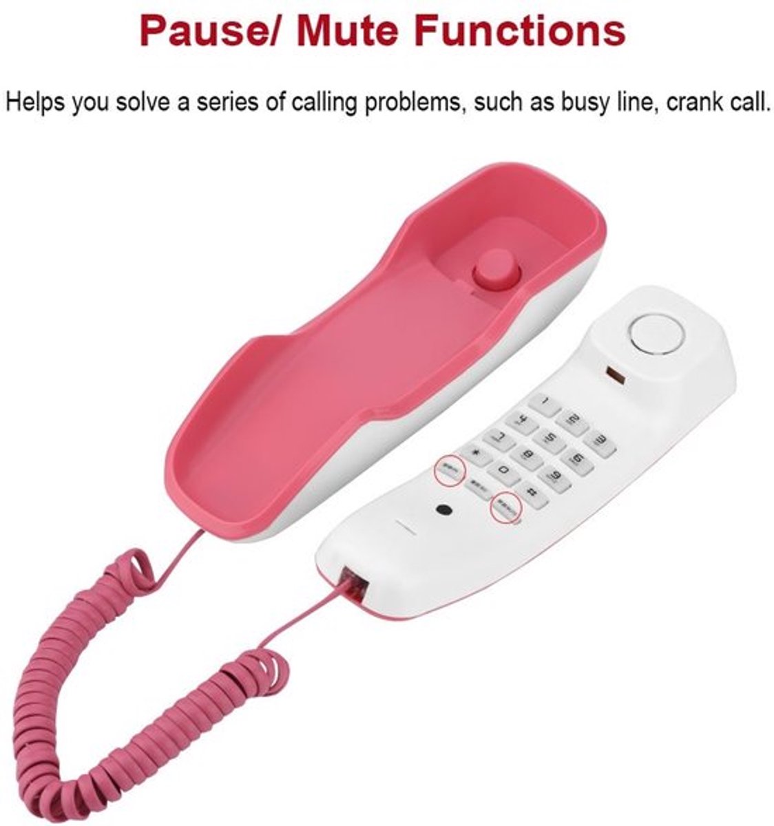 Dailygoody - Wandtelefoon - Retro Telefoon - Elegante Slanke Wandtelefoon - Roze
