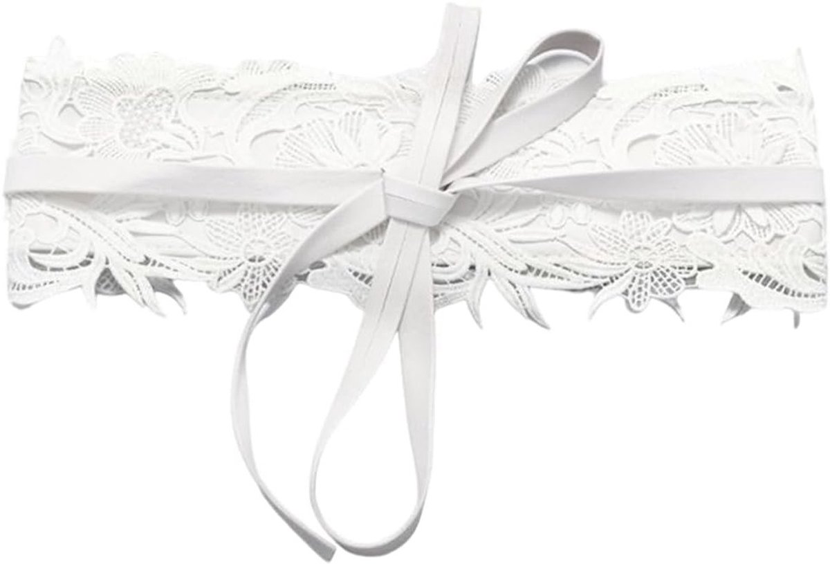 Elegante PU Leren Corset met Strik en Cinch Taille voor Vrouwen - Boho Stijl, Ideaal voor Rokjes en Casual Outfits (Wit)