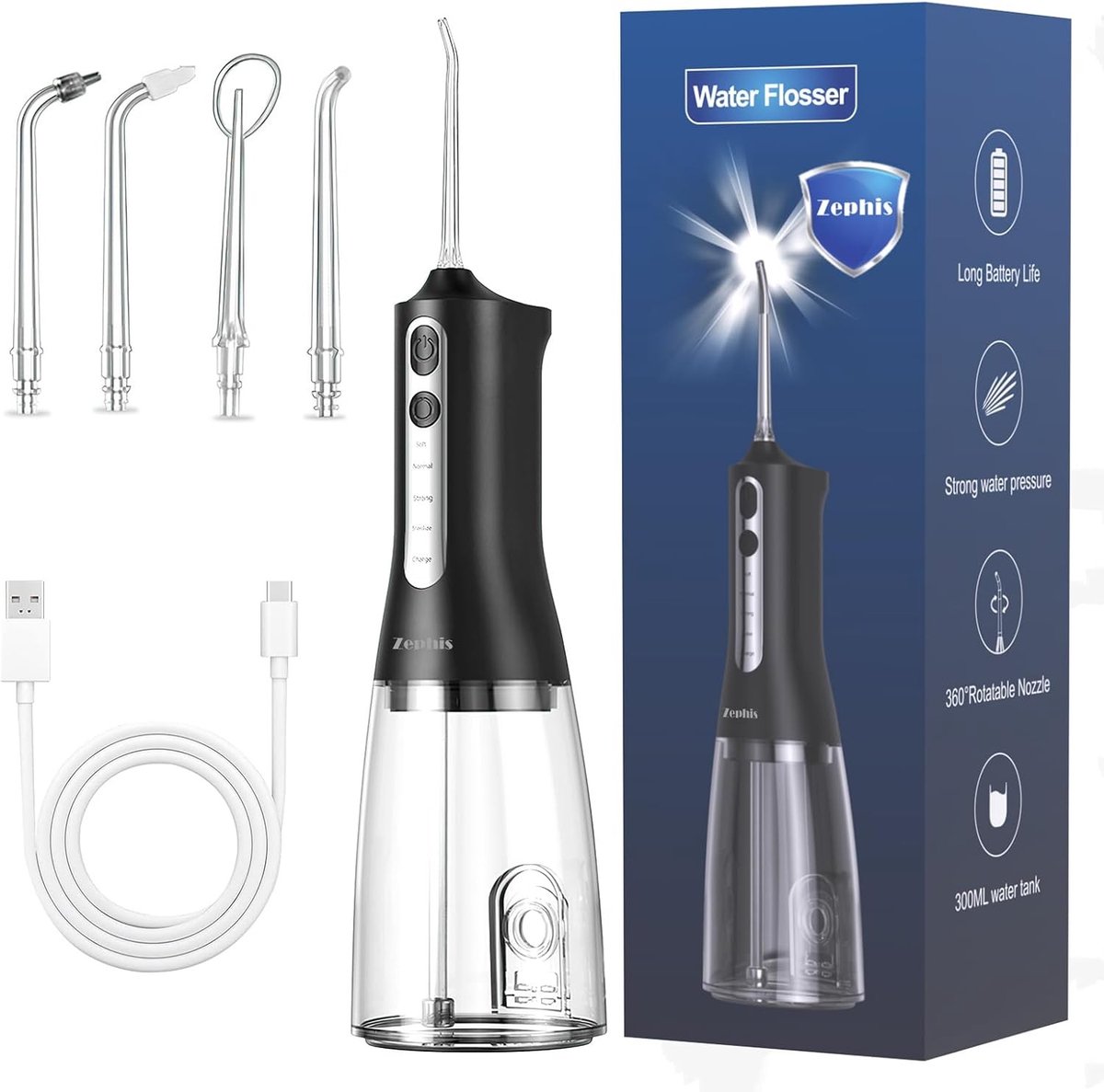 Draadloze Waterflosser - Oplaadbaar - IPX7 Waterdicht - 4 Instelbare Modi - Voor Optimale Mondhygiëne