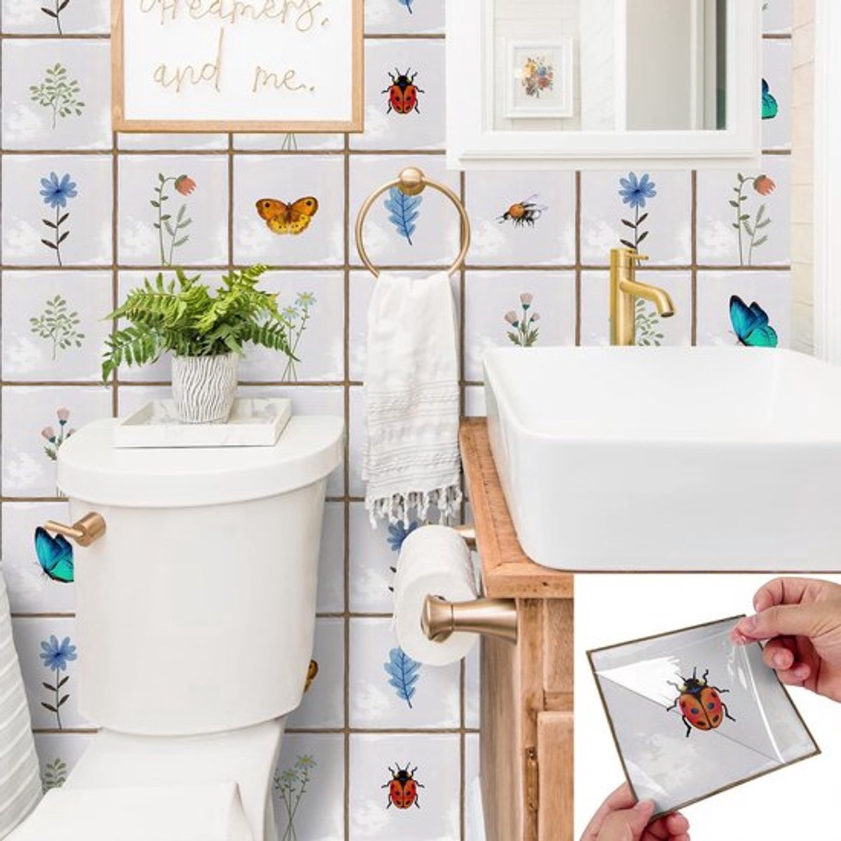 Solidchoice - Dailygoody - Zelfklevende Tegelstickers - Kleurrijke Insecten - 30