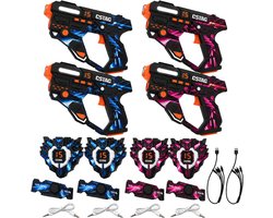 Luumuu® Lasergame Set voor Kinderen Oplaadbaar - Lasershoot Speelgoed Geweer - Laserguns - Lazer Blaster Kids - Light Laser Game Shoot Spel - Lasergun Battle Pistool - Volwassenen - 4 Persoons Tag met Blasters en Vesten - 360° Sensoren