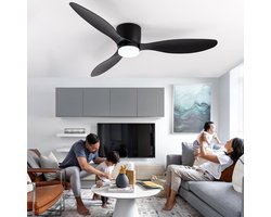 Plafondventilator - Met Verlichting - Plafond Ventilator - Met Lamp - Plafonniere Met Ventilator - Met Licht - Zwart - 105 cm