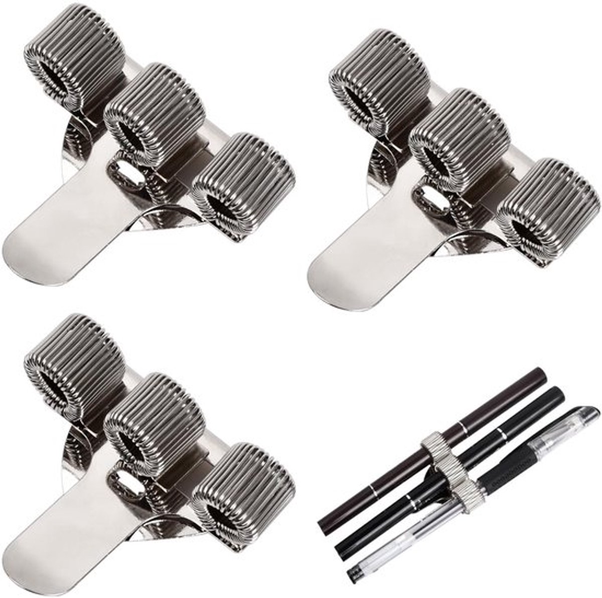 NTHProducts - Penhouder - Metaal - Ruimtebesparend - 3 Gaten - Flexibel - Geschikt