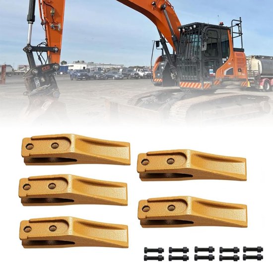 Graafbak Tanden - Baktanden Minigraver - Grondverzet Werk - Gelegeerd Staal - 5 Sets - Zwart — afbeelding 4