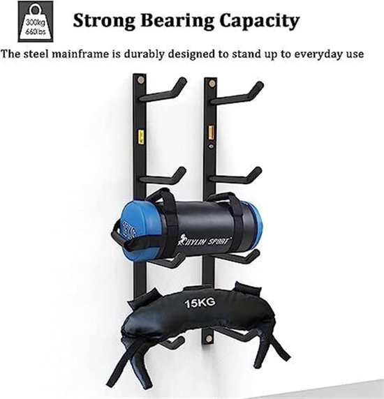Yoga Mat Rek - Sport Organizer - Sportartikelen Opbergen - Stevige Stalen Constructie - 2 of 4 Laags - Zwart — afbeelding 5
