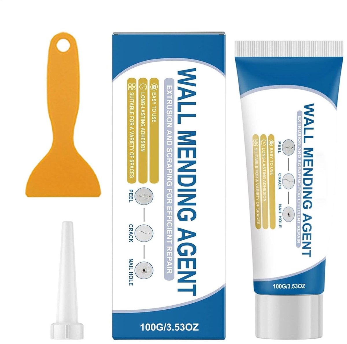 Muurreparatie Pasta - Plamuur Tube - Gaten Vullen - Sneldrogend Waterdicht - 100g - Wit