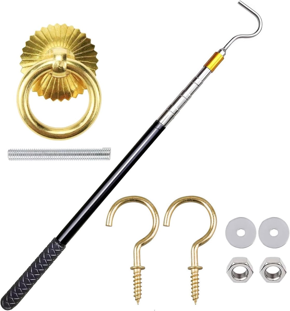 Zolderhaak Trekstok - Ladderopener Zolder - Toegang Creëren - Uitschuifbaar Ontwerp - 163 centimeter - Zilver