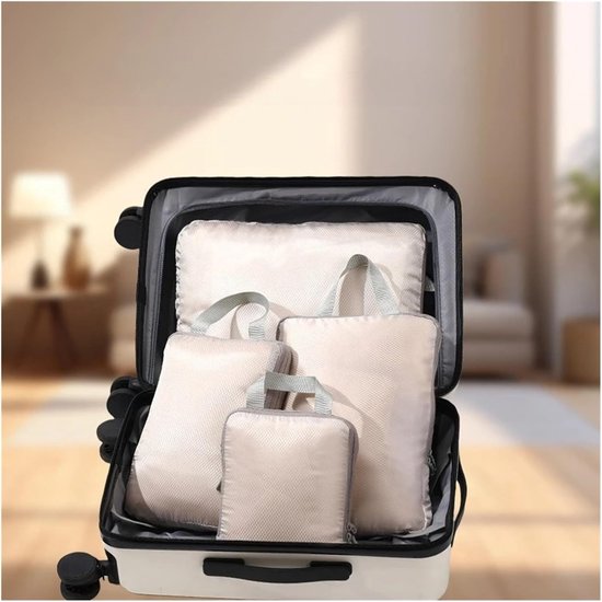 Kofferorganizerset - Bagage organizers - Reiscomfort maximaliseren - Waterdichte compressiezakken - 4 stuks - Blauw — afbeelding 2