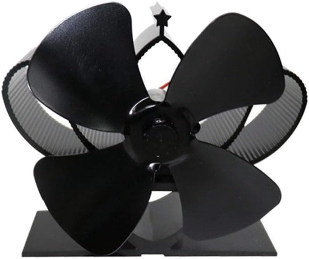 Haard Ventilator - Kachel Fan - Warmte Verdeling - Zonder Elektriciteit - 12.5 cm - Zwart