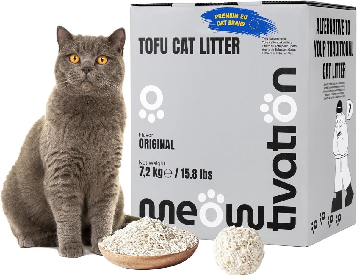 Tofu Kattenbakvulling 7,2 kg - Plantaardig - Klontvormend - Stofvrij - Voor Katten