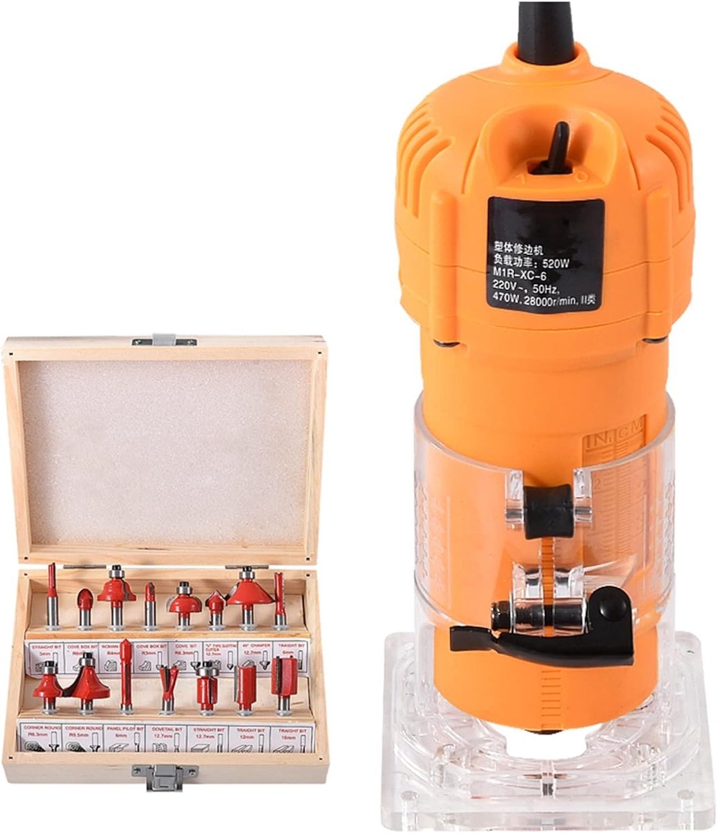 Houtbewerking Trimmer - Graveer Instrument - Precisie Frezen - Verstelbare Diepte - 21 cm Lengte - Zwart