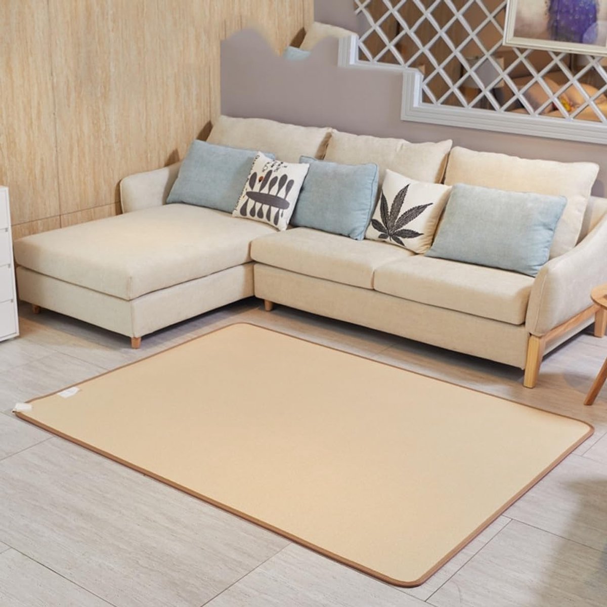 Verwarmd vloerkleed - Elektrische mat - Comfort verhogen - Intelligente temperatuurregeling - 50x80cm - Beige