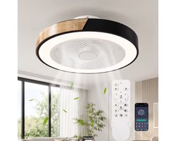 Plafondventilator | LED | Dimbaar | 3 Snelheden | 55 cm | Moderne Lamp | Plafondlamp | Ventilatorlamp | Zwart | Woonkamerlamp