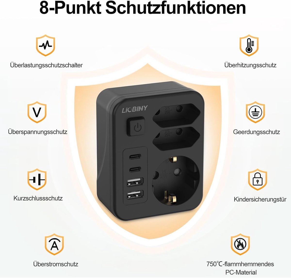 Stekkerdoos met 4 USB-poorten - Compact en Draagbaar - 7-in-1 Oplader - Intelligente Oplaadtechnologie - Voor Thuis en Kantoor