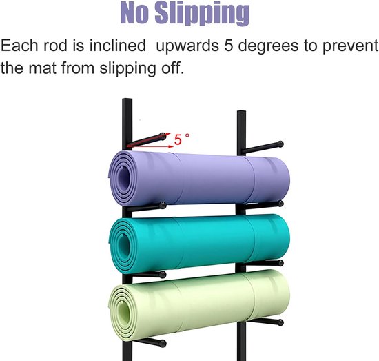 Yogamat Organizer - Opbergrek Houder - Sportartikelen Opbergen - 6 Lagen Muurmontage - 103 cm Hoog - Wit van Yogamat — afbeelding 4