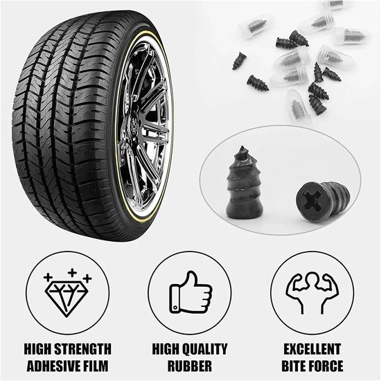 Bandenreparatie Kit - Lekke Band Herstel - Noodreparatie Onderweg - Zelfklevende Rubberen Nagels - 20 Stuks - Zwart — afbeelding 2
