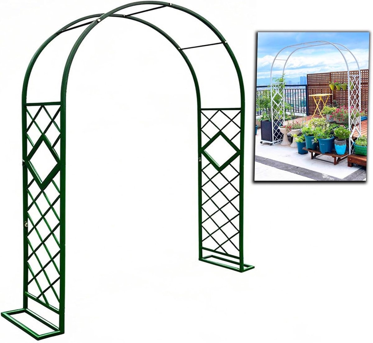 Rozenboog Tuin - Klimplant Ondersteuning - Tuin Decoratie - Verstelbare Structuur - 220 x 230 cm - Groen