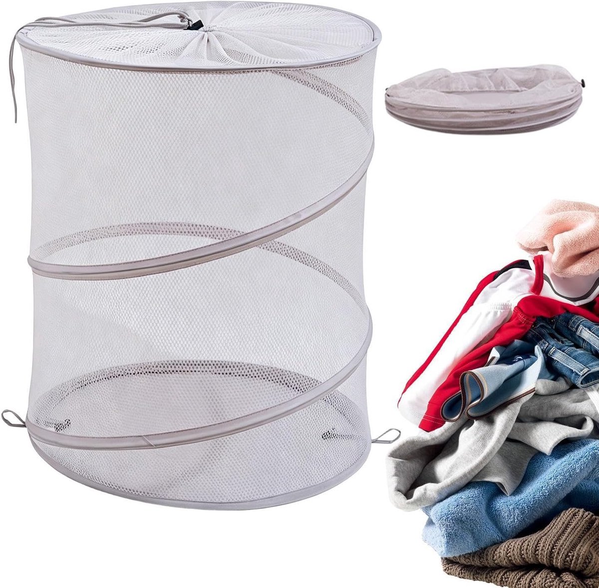 Wasmand Opvouwbaar Kledingmand Vuile Was Ruimte Besparen Compacte Structuur 35x35x5 cm Lichtgrijs
