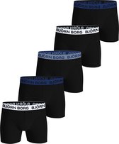 Boxer en Cotton stretch Björn Borg pour homme - Zwart/ Wit/ Blauw - Lot de 5 pièces - Sous-vêtements homme - Boxer en coton - Taille L