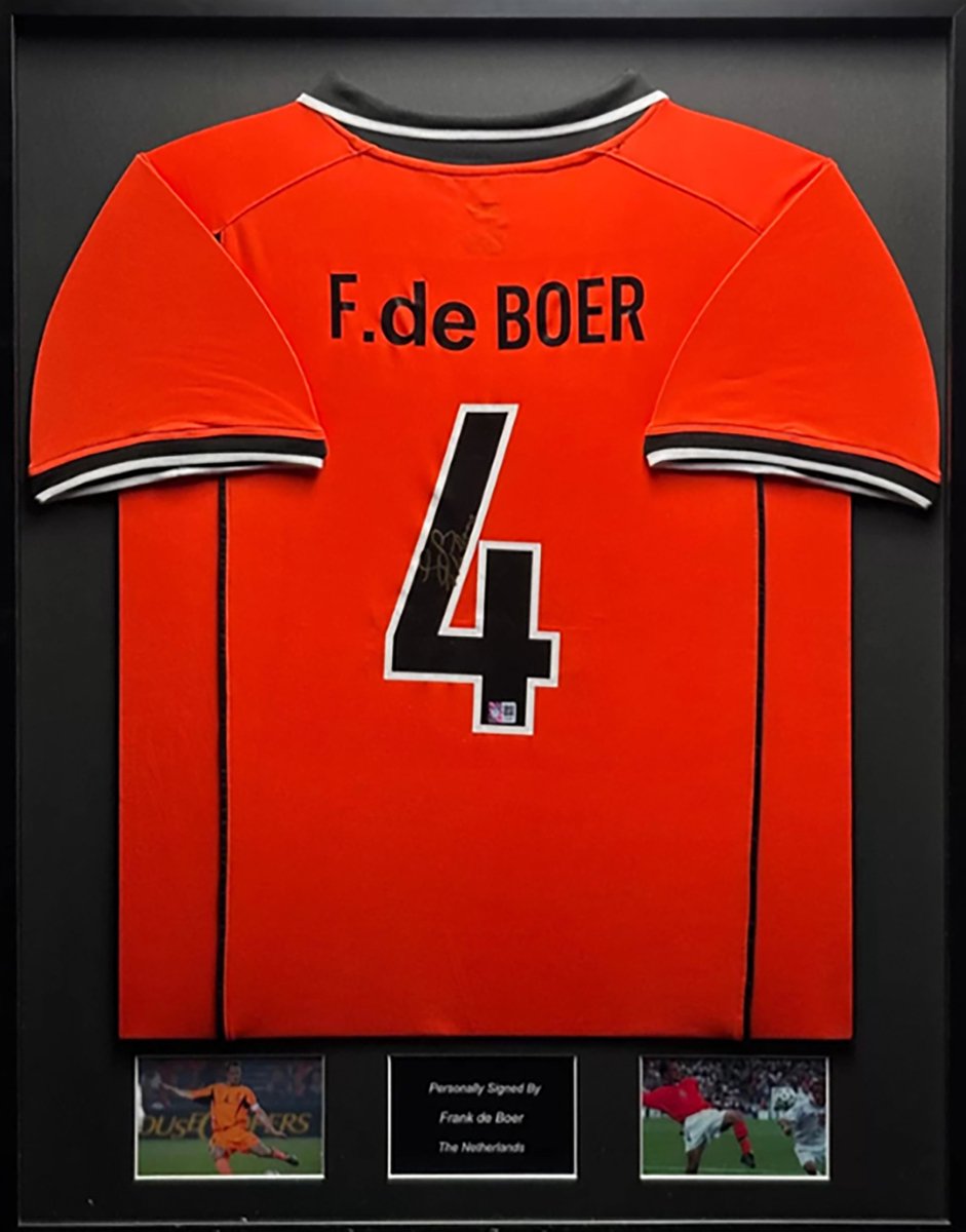 Frank de Boer gesigneerd Nederland 98/99 ingelijst thuis shirt