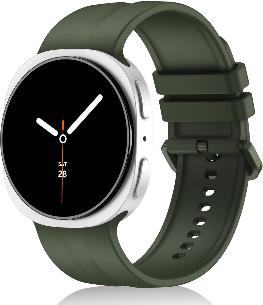 Stravo Zacht Siliconen Sport Bandje – Geschikt voor Samsung Galaxy Watch 9 (40/44mm) / Watch 8 (40/44mm) / 8 Classic (46mm) – S/M – Officieel Groen