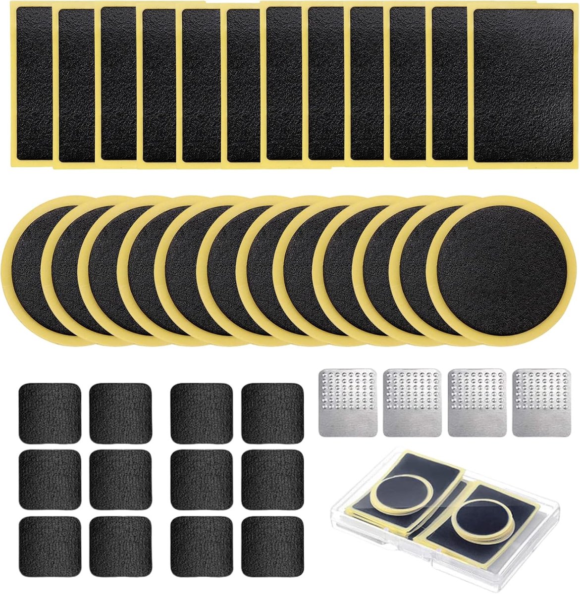 Fiets Reparatie Set - Bandenplak Set - Onderweg Repareren - Zelfklevende Plakkers - Compact Formaat - Zwart