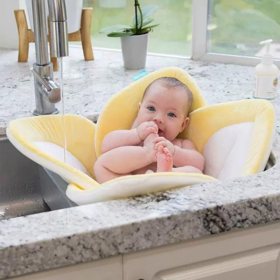 Zacht en comfortabel babybadkussen, vrolijke en ontspannen stof, badbloem badzitje mesh, 80 cm,grijs — afbeelding 5