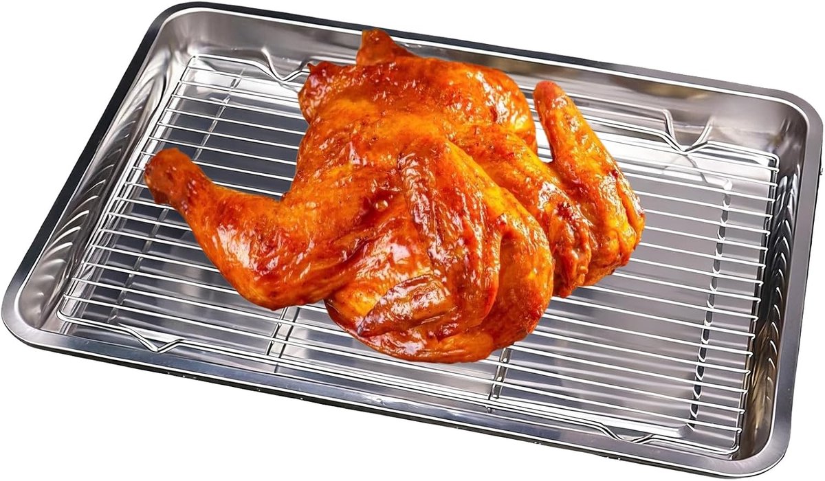 Bakplaat met rooster Bakgerei set Thuis koken Roestvrij staal 40x30 cm Zilver