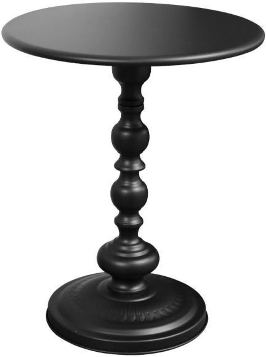 Bijzettafel Rond - Kleine Tafel - Woonkamer Decoratie - Handgelast IJzer - 52 cm Hoog - Zwart