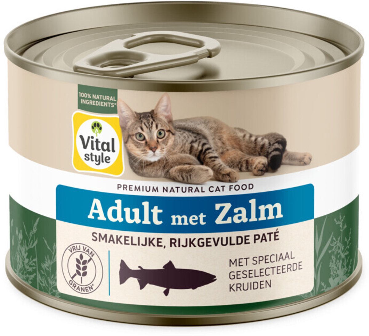 VITALstyle Vitalstyle Kattenvoer Blik Care Zalm - 12 x 200 gr - Voordeelverpakking