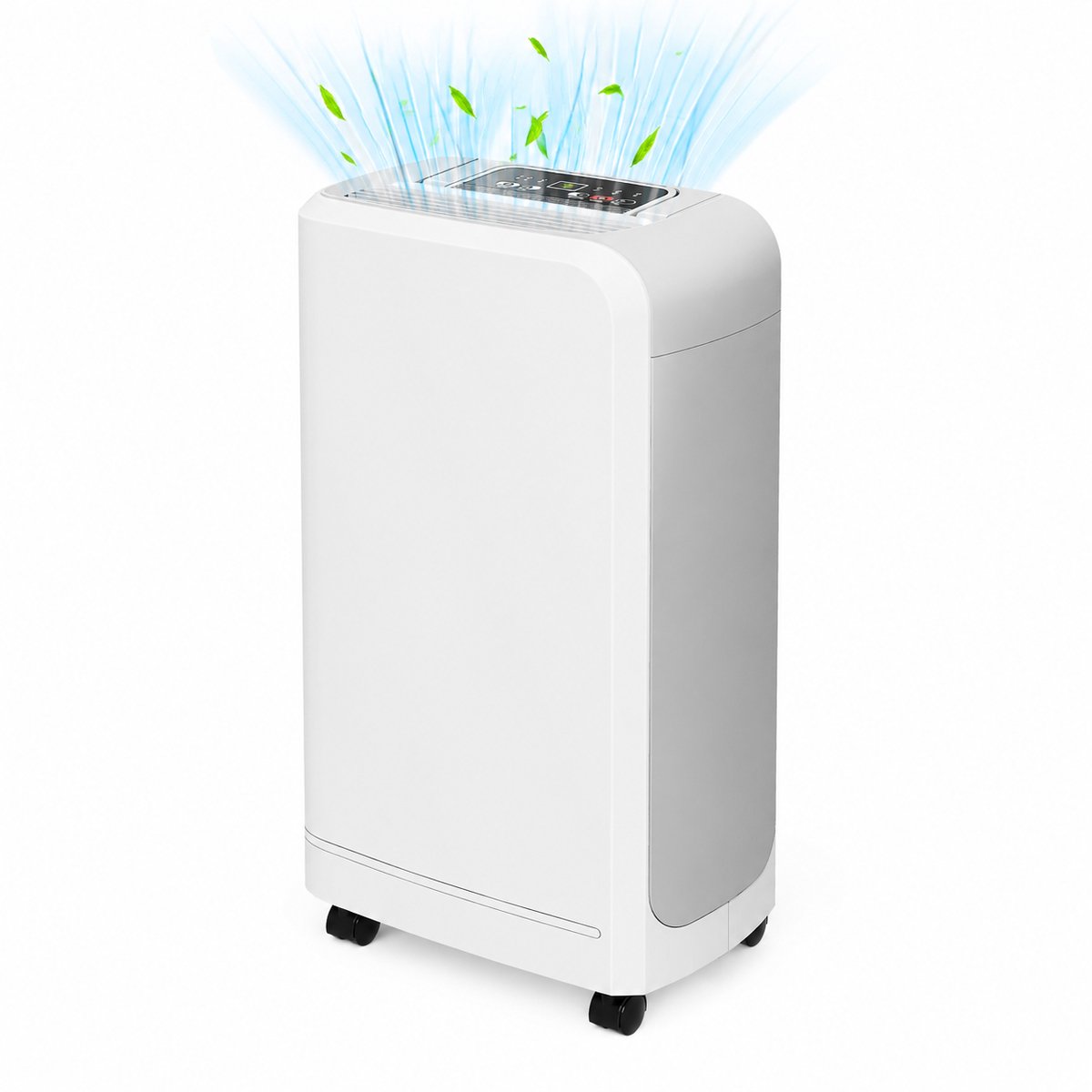 TEKROA® Elektrische luchtontvochtiger 12L/dag - Met wielen - 24-uurs timer - LED-display en handvat - Wit