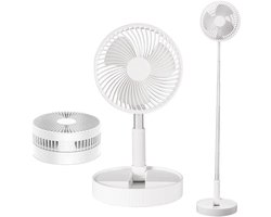 Telescopische ventilator – Oplaadbaar via USB – Opvouwbaar – Mini-ventilator – 7200 mAh – In hoogte verstelbaar (36–97,5 cm) – Telescopische vloerventilator – Staande ventilator