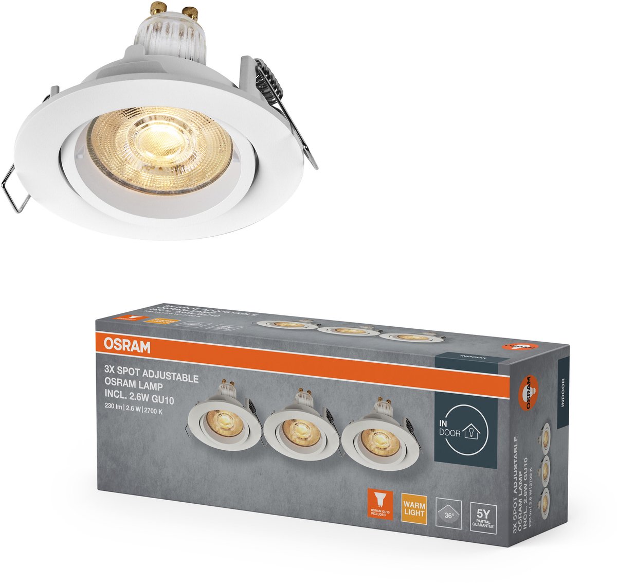 OSRAM Spot Set Twistlock LED inbouwspot flexibel wit, 2,6W 2700K warm wit, aluminium, twistlock systeem