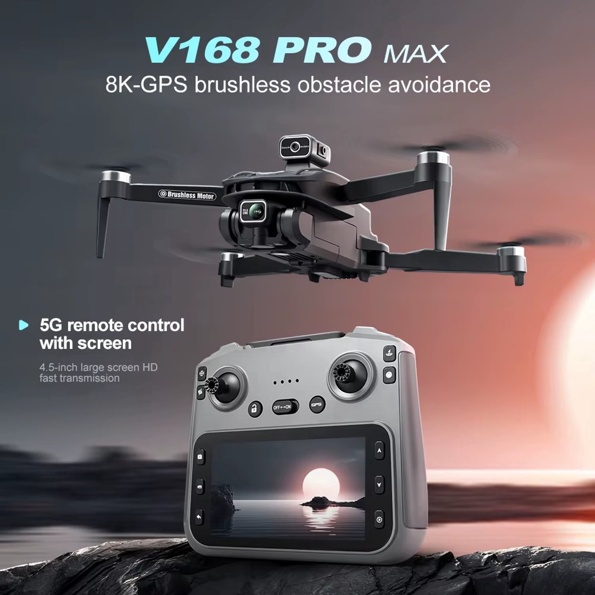 V168 Drone - Pro Max - 8K - 5G - Gps - Professionele - Hd Luchtfotografie - Dual-Camera - 25 minuten vliegtijd - 1 KM bereik - 5GHz Wifi FPV -1 click return- GPS - 8K camera's - 1 batterij - Zonder Vliegbewijs thumbnail 5