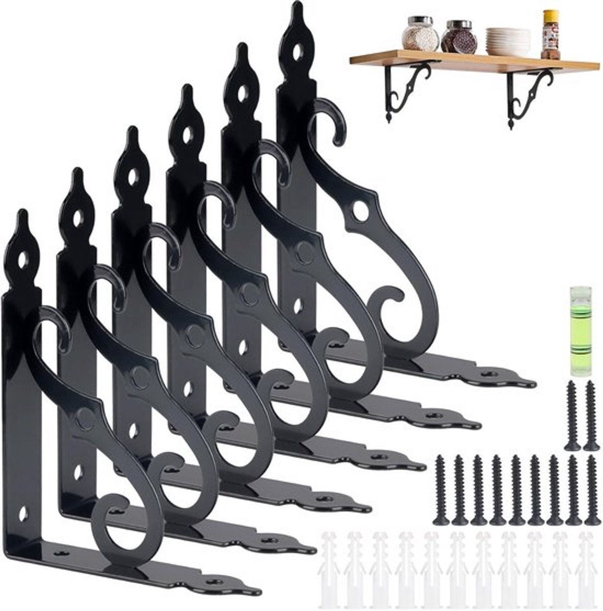Virtubuy - Shelf Holder - Heavy Duty - Maximaal laadvermogen 40 kg - Zwart - Met