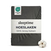 Sleeptime Jersey Stretch Hoeslaken - 100% Katoen - 190/200x200/220 - Antraciet